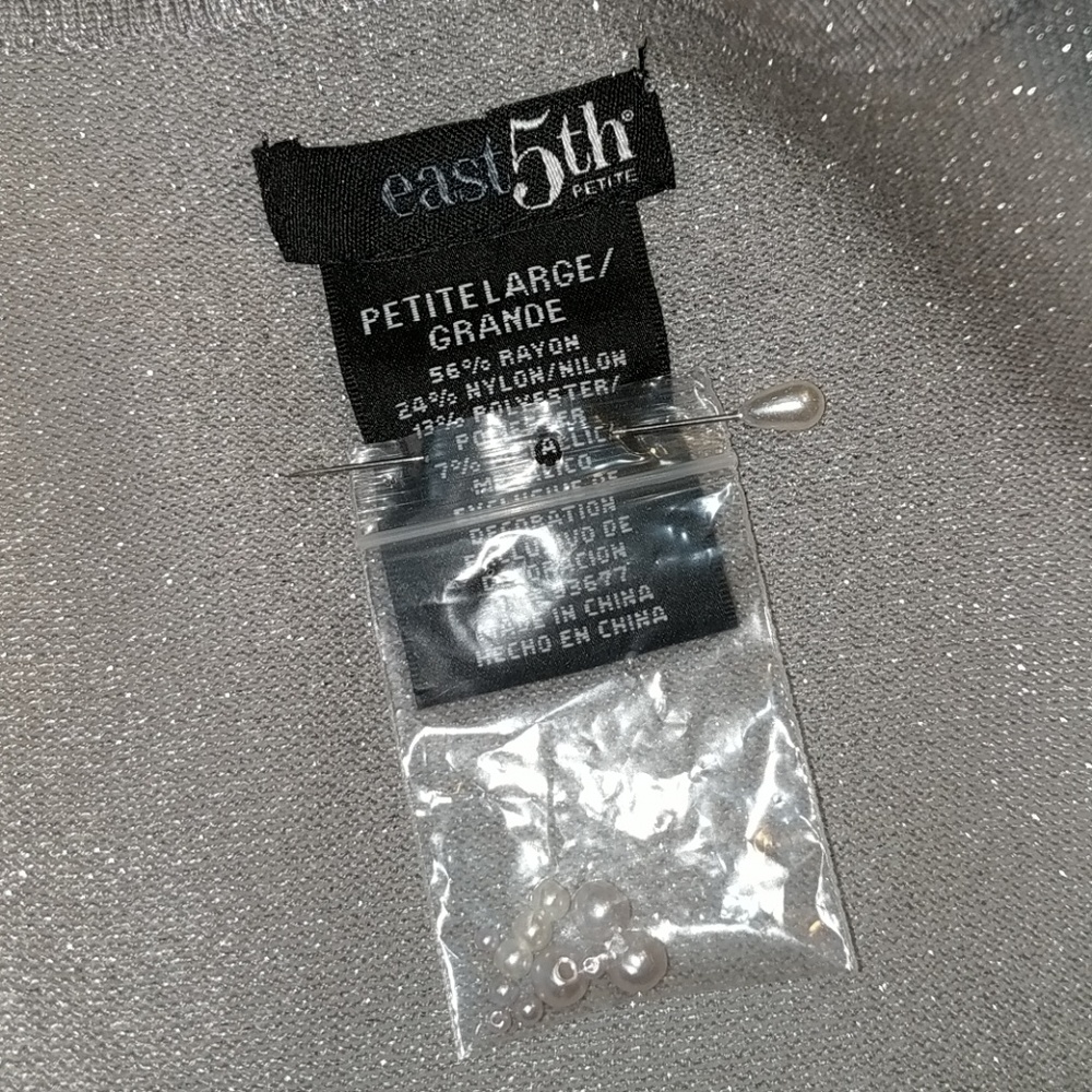 EAST 5th Petite Silver Beaded Shimmer Sweater - Picture 5 of 5